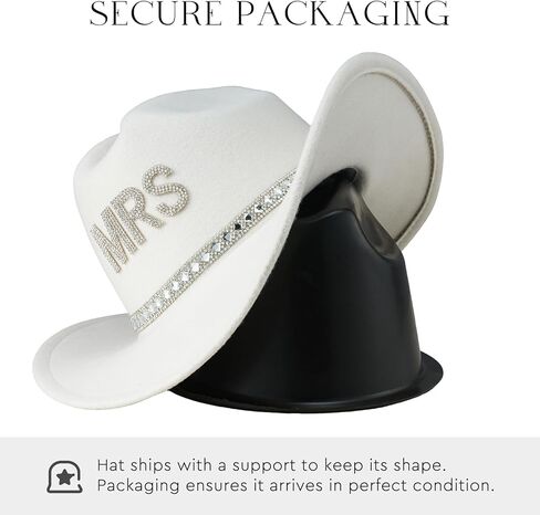 AW BRIDAL 2 Pcs Mr & Mrs Rhinestone Felt Cowboy Hat for Women Men Classic Western Hats Anniversary Engagement Wedding Gifts in Saudi Arabia