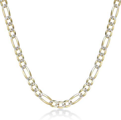 Metro Jewelry Made in Italy Super Flat Figaro Chain Necklace for Men and Women - Yellow Gold Plated 925 Sterling Silver Necklace in Kuwait