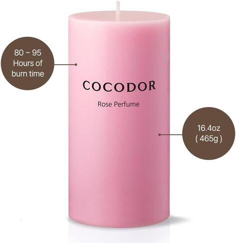 COCODOR Scented Pillar Candles, 3x6 Inch, White Jasmine, Candle Set of 3, Long Buring 85 Hours, Candles for Weddings, Party, Dinner, Home Decor. in Kuwait