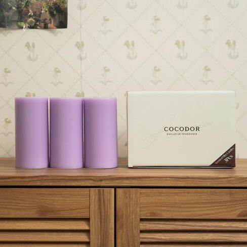COCODOR Scented Pillar Candles, 3x6 Inch, White Jasmine, Candle Set of 3, Long Buring 85 Hours, Candles for Weddings, Party, Dinner, Home Decor. in Kuwait
