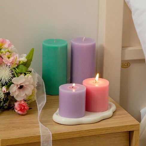 COCODOR Scented Pillar Candles, 3x6 Inch, White Jasmine, Candle Set of 3, Long Buring 85 Hours, Candles for Weddings, Party, Dinner, Home Decor. in Kuwait