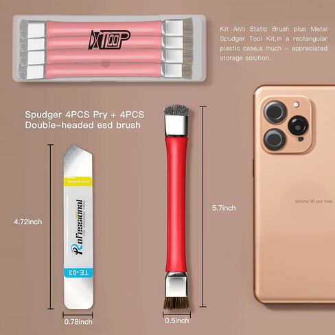4PCS Dual Head Antistatic Cleaning Brush&4PCS Metal Spudgers Can Meet Your Simple Disassembly and Cleaning.It is Used for Mobile Phone,Computer Motherboard and Circuit Board IC,PCB,CPU (Blue) in Saudi Arabia