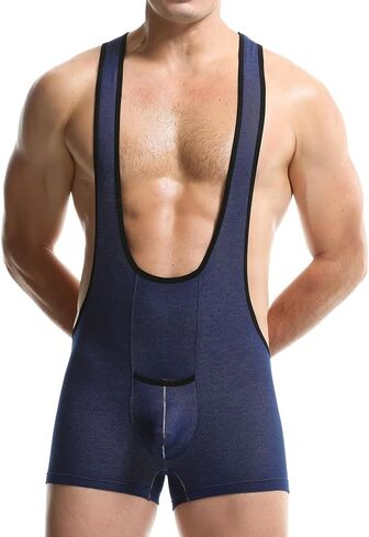 Men Bodysuit Boxers Wrestling Singlet Breathable Jumpsuits Base Layers Leotard One Piece Underwear in Kuwait