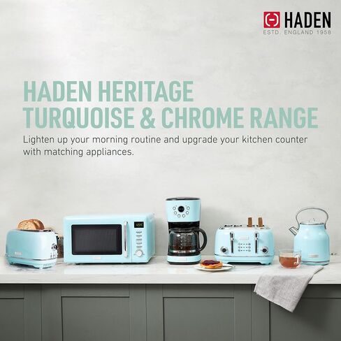 Haden Heritage 2 Slice Wide Slot Toaster Bundled w/12 Cup Programmable Coffee Maker, Removable Crumb Tray, Multiple Settings, Anti-Drip, Black/Copper in Kuwait