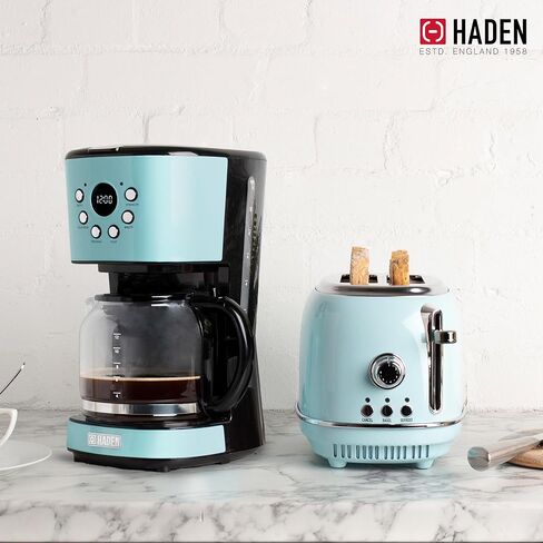 Haden Heritage 2 Slice Wide Slot Toaster Bundled w/12 Cup Programmable Coffee Maker, Removable Crumb Tray, Multiple Settings, Anti-Drip, Black/Copper in Kuwait