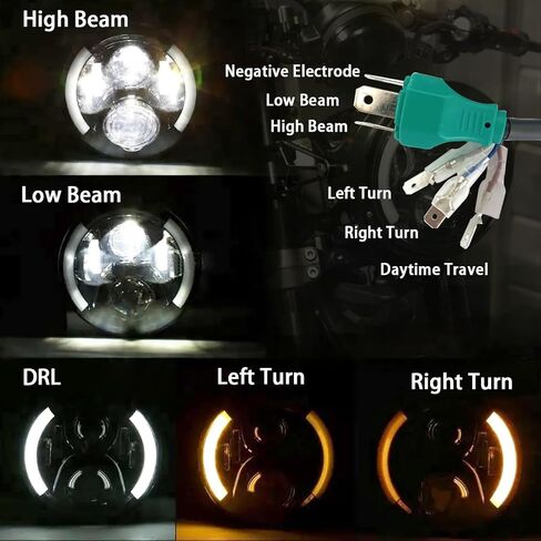SKTYANTS 7 "7 بوصة مصابيح LED مستديرة للدراجات النارية مجموعة مصابيح أمامية مع 7 بوصة الإسكان دلو DRL بدوره أضواء الإشارة للمصابيح الأمامية للدراجات النارية in Kuwait