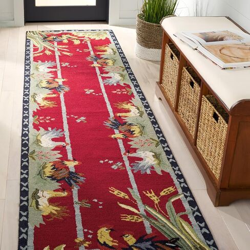 سجادة SAFAVIEH Chelsea Collection - 2'6" x 6'، عنابي، صوف ريفي فرنسي معلق يدويًا، مثالية للمناطق ذات الحركة المرورية العالية في غرفة المعيشة وغرفة النوم (HK56C) in Saudi Arabia