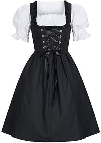 Sorrica Women's German Dirndl Dress Fancy Maid Costumes Outfit for Oktoberfest Halloween Party in Kuwait