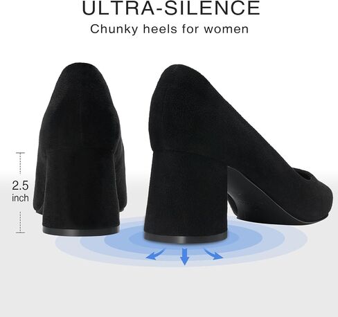 ALICEPUB Womens Black Heels Chunky Closed Toe Block Heel Pumps, Party Dress Shoes for Women 2.5 Inch Heels Comfortable Business Casual Shoes Women Office Shoes Professional Shoes for Women, Size 8.5 in Saudi Arabia