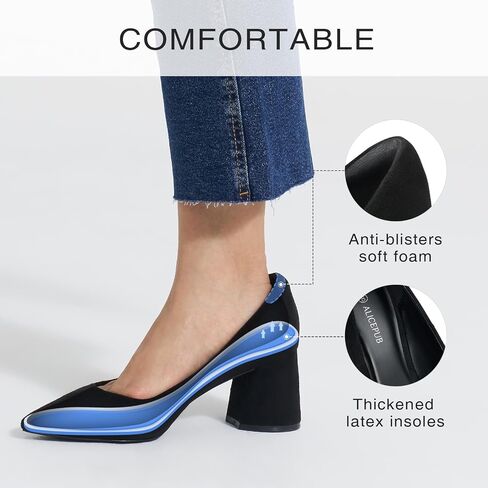 ALICEPUB Womens Black Heels Chunky Closed Toe Block Heel Pumps, Party Dress Shoes for Women 2.5 Inch Heels Comfortable Business Casual Shoes Women Office Shoes Professional Shoes for Women, Size 8.5 in Saudi Arabia