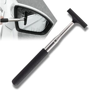 1 PC Car Rearview Mirror Wiper with 38.58In Long Handle, 8.66In x 2.59In Multifunctional Vehicle Glass Cleaning Tool, Telescopic Design, Universal Side Mirror Squeegee for Most Cars (Black)