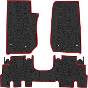 Cargo Liners Custom Fit for Jeep Wrangler JL 4x4 Door Sahara Rubicon 2018 2019 2020 2021 2022 2023 2024 2025 Trunk Mats Rubber All Weather with Subwoofer Heavy Duty Odorless - Not Fit 4XE