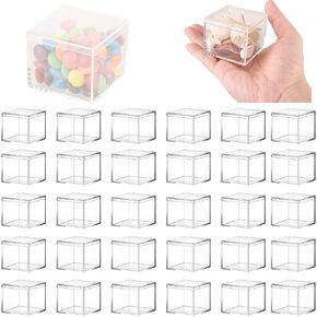 30 PCS Clear Acrylic Box with Lid Acrylic Square Cube Small Square Storage Box Clear Candy Cubes for Tiny Jewelry Candy Party Favor Cosmetics, 2.3 x 2.3 x 1.8 inch