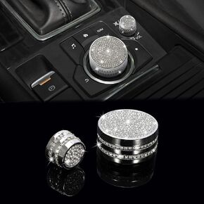 TOMALL Bling Sound Volume Knob Cover Compatible with Mazda 3 CX-30 ATENZA Center Console Multimedia Volume Knobs Cover Meida Audio Volume Button Cover Shiny Interior Bling Ring Decoration for Car
