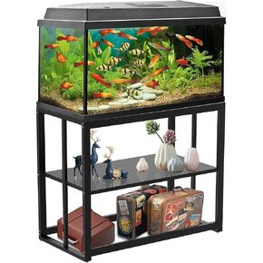 Akenow 40 Gallon Fish Tank Stand with Shelf, Metal Aquarium Stand Double Layer with Storage 36.4" x 18.5"x29.1 fits Aquarium,Turtle Tank/Reptile Terrariums,White