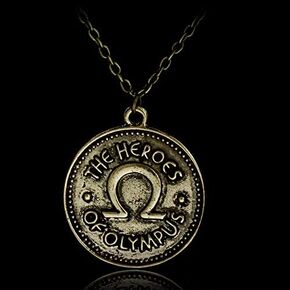 Calvas Percy Jackson Camp Half Blood The Heroes of Olympus Ivlivs Coin Pendants Necklaces Vintage Accessories - (Length: 50cm)