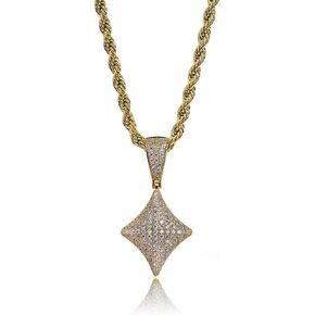 Iced Out Club/Diamond/Heart/Spade Lucky Playing Cards Simulated Lab Diamonds Pendant Necklace