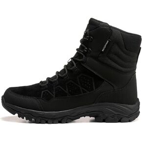 ROCKMARK Men's Warm Snow Boots, Fur Lined Waterproof Winter Shoes, Outdoor Anti-Slip Lightweight Snow Boots