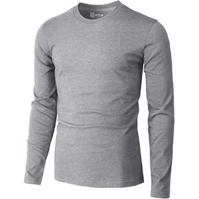 H2H Mens T-Shirts - Light Weight and Comfortable Crew Neck Long Sleeve Slim Fit Gray US L/Asia XL (CMTTL137)