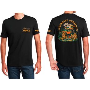 Jeep Sasquatch Family Campfire Logo Premium Mens Short Sleeve T-Shirt Black