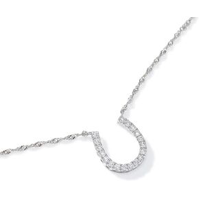 JTV Cubic Zirconia Rhodium Over Sterling Silver Horseshoe Necklace - Silver Necklace for Women - Faux Diamond Necklace - Pendant Necklace for Women - Cubic Zirconia Necklace - Wedding Jewelry