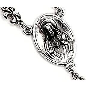 COSUMOSU Long Fleur De Lis chain Crucifix Cross 925 Sterling Silver religious Pendant Necklace., Large