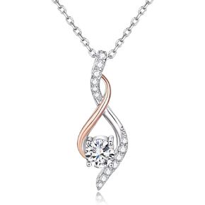 ESSIE ODILA Necklaces for Women 925 Sterling Silver Infinity Love Stylish Heart Pendant Necklace 5A Cubic Zirconia Jewelry Birthday Mothers Day Gift for Women Wife Mom