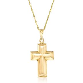 Ross-Simons 14kt Yellow Gold Cross Pendant Necklace