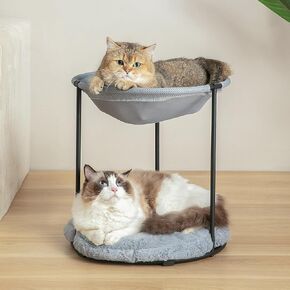Double Cat Bed,Cat Beds for Indoor Cats,2 Layers Elevated Cat Bed,Breathable Cat Beds & Furniture,18 x φ16.5 Inch Outdoor Cat Bed with Two Washable Covers