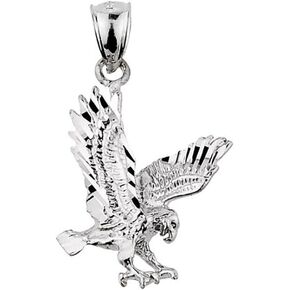 Textured Sterling Silver Landing Eagle Charm Pendant