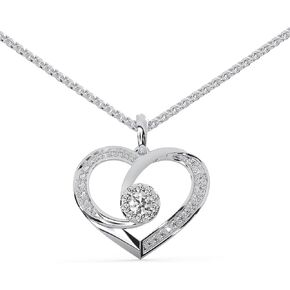 0.42 TCW Round Cut Natural Diamond Pendant And Necklace With 18" Chain For Women, Solitaire Heart Anniversary Present For Her In 925 Sterling Silver