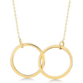 GELIN Interlocking Circle Necklace in 14K Solid Gold | 14k Gold Intertwined Rings Necklace for Women