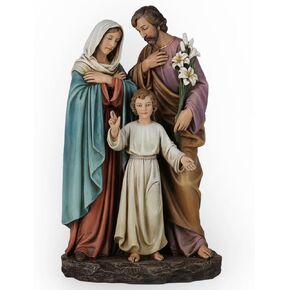 BC Catholic Holy Family Statue, Youth Jesus, St.Joseph, Virgin Mary, Indoor Inspirational Home Décor, Christmas Collection, Religious Gift, 12" H Renaissance Sculpture Handpainted by Buildclassic