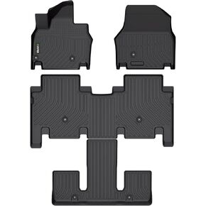 HAFIDI® Floor Mats Fit for Kia EV9 2024 2025 (6 Seats) All Weather Protection TPE Anti-Slip Car Floor Liners, Fits 1st & 2nd & 3rd Row Full Set Custom Accessories, Black