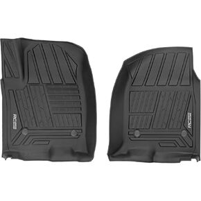 Rough Country Front Flex-Fit Floor Mats for Chevy Silverado & GMC Sierra 1500/2500HD/3500HD (2019-2025) - Non-Slip TPE Rubber Mat, Waterproof, Front Set