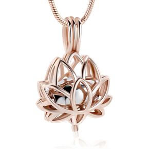 Cremation Jewelry for Ashes Pendant - Lotus Urn Necklace with Mini Keepsake Urn Memorial Ash Jewelry
