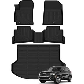 Naibeve Floor Mats for Kia Seltos 2024 2025- All Weather for Kia Seltos Floor Mats, for Kia Seltos Floor Liner Cargo Mat Trunk Liner Cargo Liner