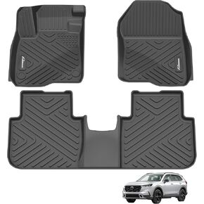 Floor Mats Fit for 2017-2024 Ford F-250 / F-350 Super Duty Crew Cab, Custom Fit for F250 F350 SuperCrew Cab w/Fold Flat Storage, All Weather TPE Floor Liners, 1st & 2nd Row, Black