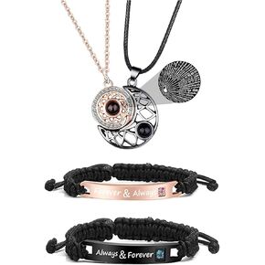 Couples Gift Ideas Couples Bracelets Necklaces Set Matching Bracelets for Couples Valentines Day Gifts for Girlfriend Boyfriend Matching Couples Stuff Promise Necklace for Him Couples Jewelry