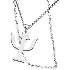 Psi Symbol Necklace, Stainless Steel Psychology Psychiatry Psi Symbol Pendant for Psychology Student Graduate Medical Sign Jewelry (Silver)…