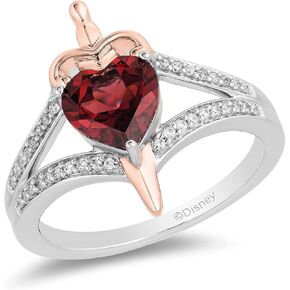 Jewelili Enchanted Disney Fine Jewelry Sterling Silver and 10K Rose Gold 1/10 Cttw Diamond Evil Queen Ring