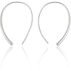 Women Earring | U-Shaped Hoop Earrings | Upside Down Hoop Earrings | 18K Gold Plated or Sterling Silver | Highly polished design