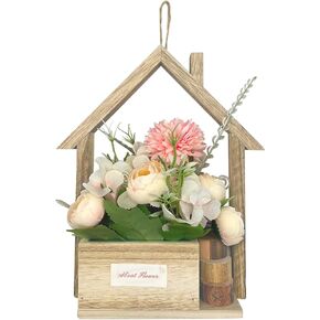 Funvalley Surperfect Door Hanger Basket Wreath,Door Hanging Basket Artificial Flowers with Pot,Wall Mounted Front Door Wreath,Flower Wreaths Decor for Living Room Entryway Front Door Decor