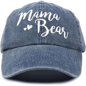DALIX Mama Bear Mom Hat Gift Vintage Washed Denim Cap Distressed