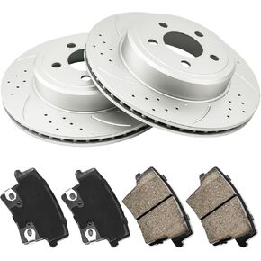Torchbeam Rear Geomet Brake Rotor & Ceramic Brake Pads Kit Replacement 53024+D1057 Fit for 300 2005-2018, Challenger 2009-2018, Charger 2007-2018, Magnum 2005-2008, Disc Brake Rotors and Pads