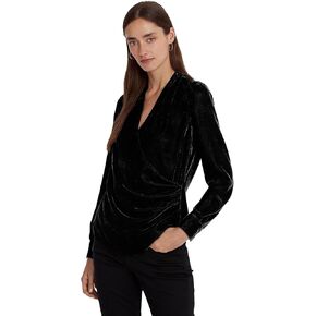 Lauren Ralph Lauren Women's Pleated Velvet Surplice Blouse