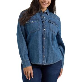 Lee Women's Plus Size Legendary Long Sleeve Western Snap Shirt