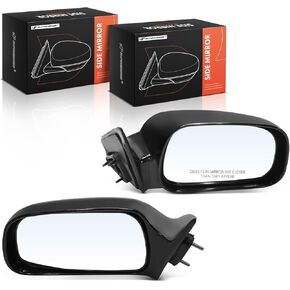 A-Premium Pair (2) Driver and Passenger Side Power Door Mirror - Compatible with Toyota Camry 2002 2003 2004 2005 2006 - Non-Heated, Non-Folding, Black Smooth Outside Rear View Mirror