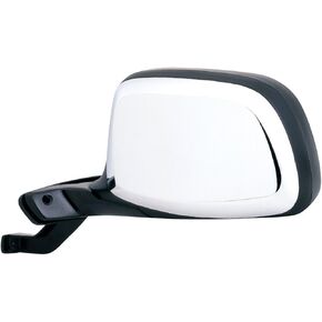 Fit System Passenger Side Mirror for Bronco, F150, F250, F350 HD, Black/Chrome, Foldaway, Paddle Design, Manual