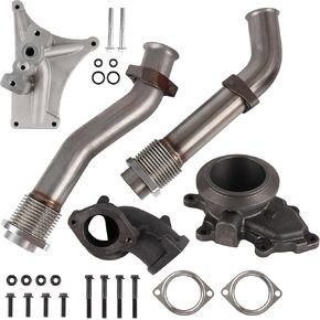 Bellowed Up Pipe Kit with NON-EBPV Pedestal & Exhaust Housing Compatible with 1999.5-2003 Ford F250 F350 F450 F550 7.3L Powerstroke Diesel